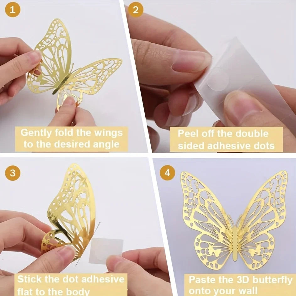 12pcs 3D Butterfly Wall Stickers – Home Décor Decorations