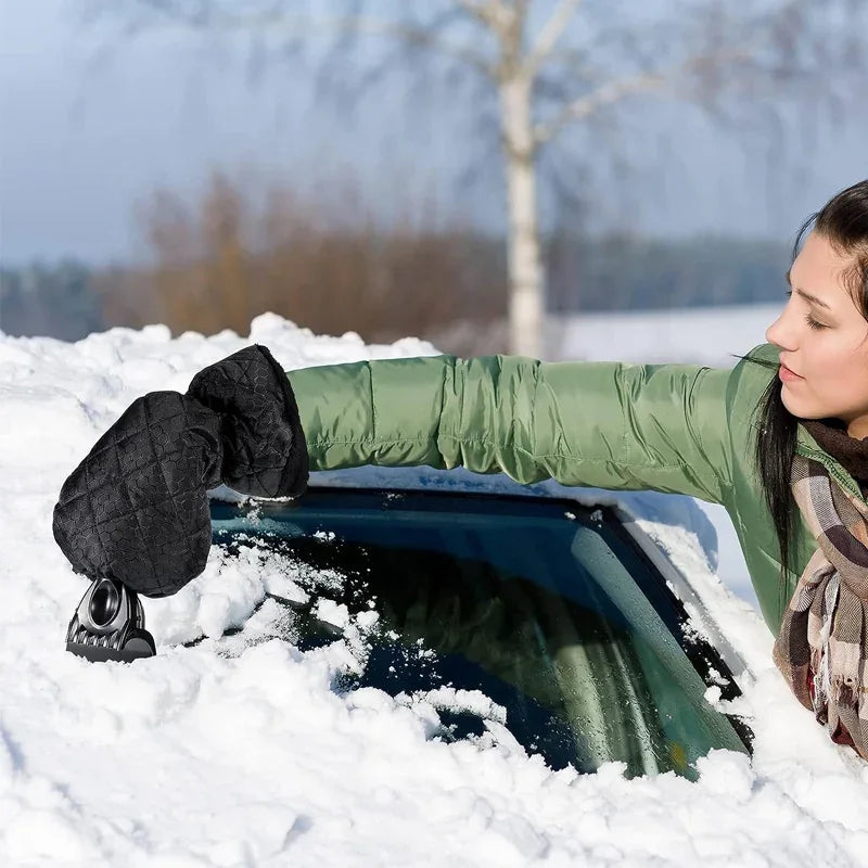2-in-1 Car Ice Scraper Mitt | Waterproof Windshield Snow Tool