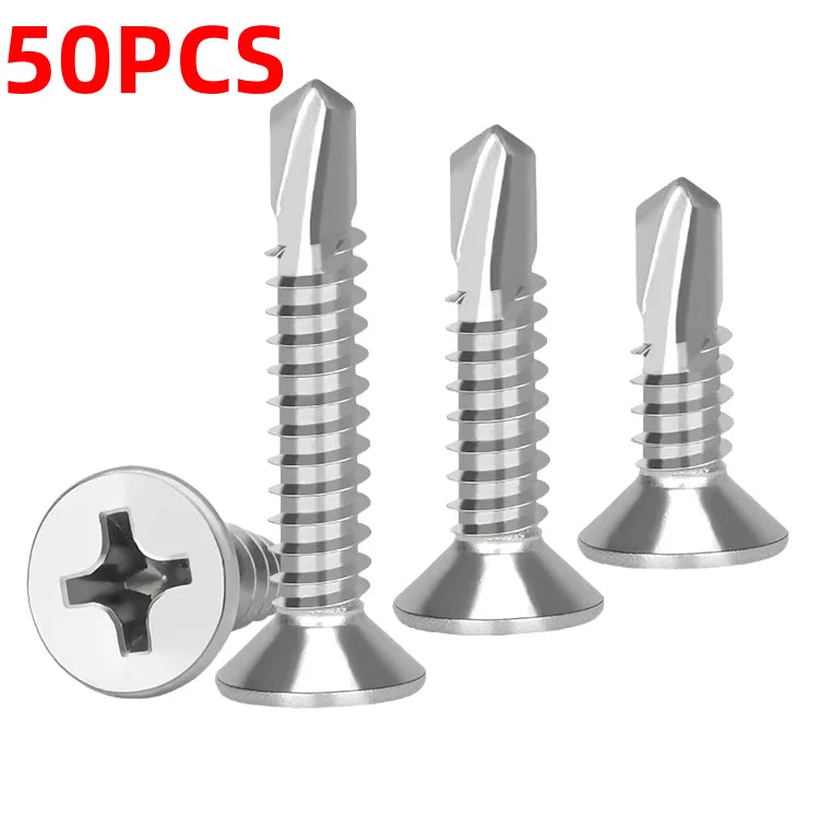 M4.2 Stainless Steel Self-Tapping Screws Flat Head 50/200PCS