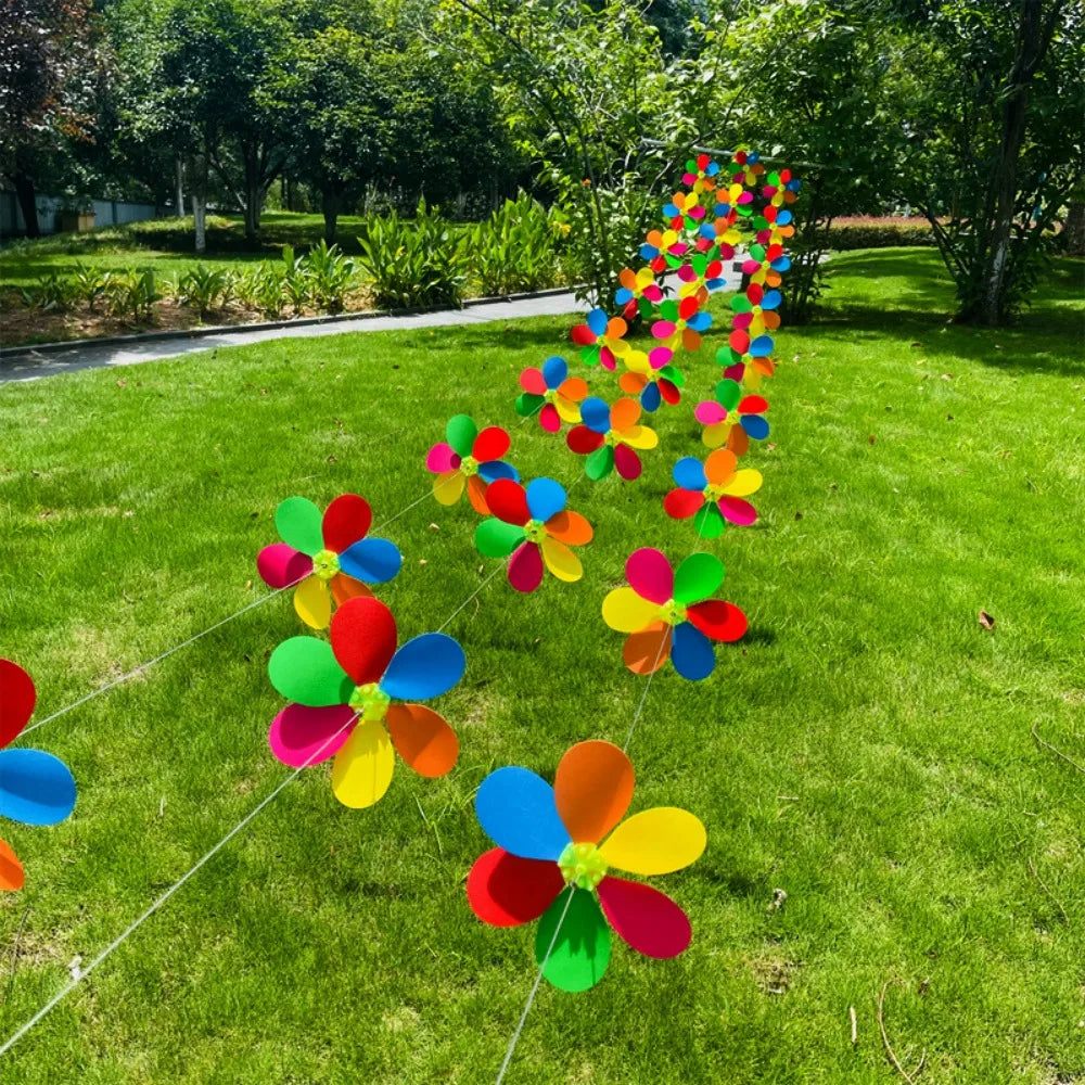 10-Pack Colorful Pinwheel Windmill String – 26cm, 10m Wire Rope