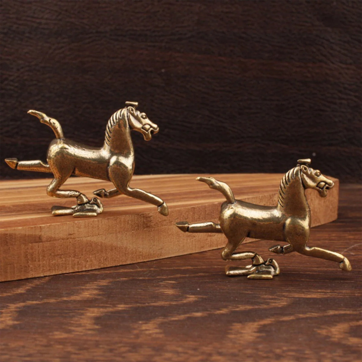 Brass Horse Figurine Feng Shui Zodiac Lucky Statue Home Decor