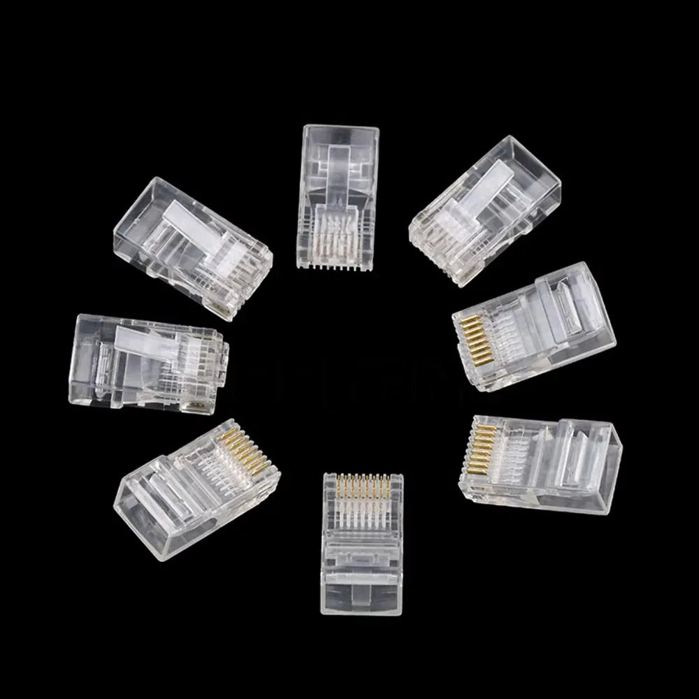 RJ45 Crystal Plugs 50/100 Pack – Cat5 Cat5e Cat6 8P8C Connectors