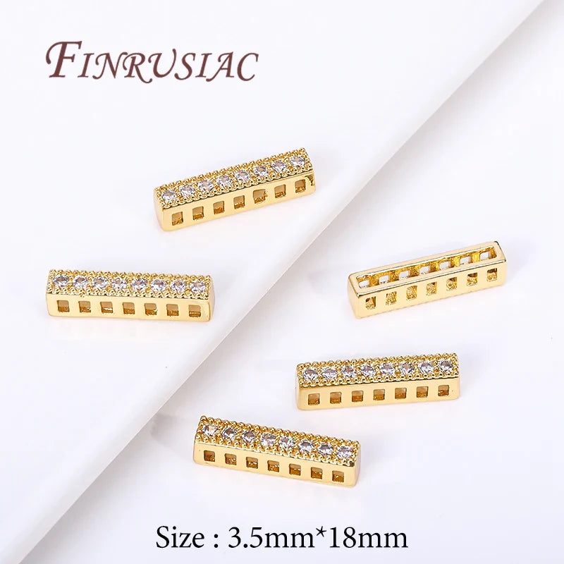 18K Gold Plated Zircon Flat Spacer Bars – DIY Jewelry Findings