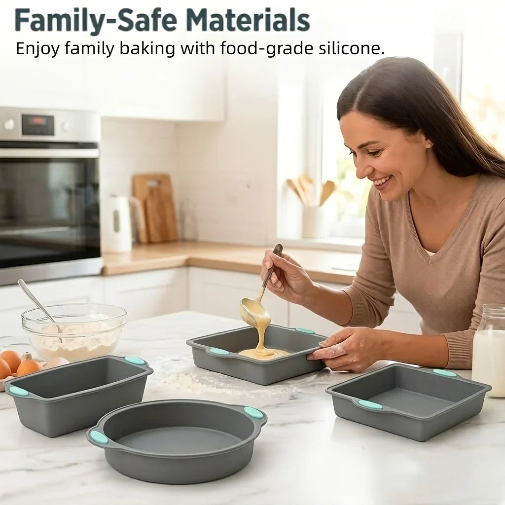 5-Piece Silicone Bakeware Set – Non-Stick Cake & Bread Molds