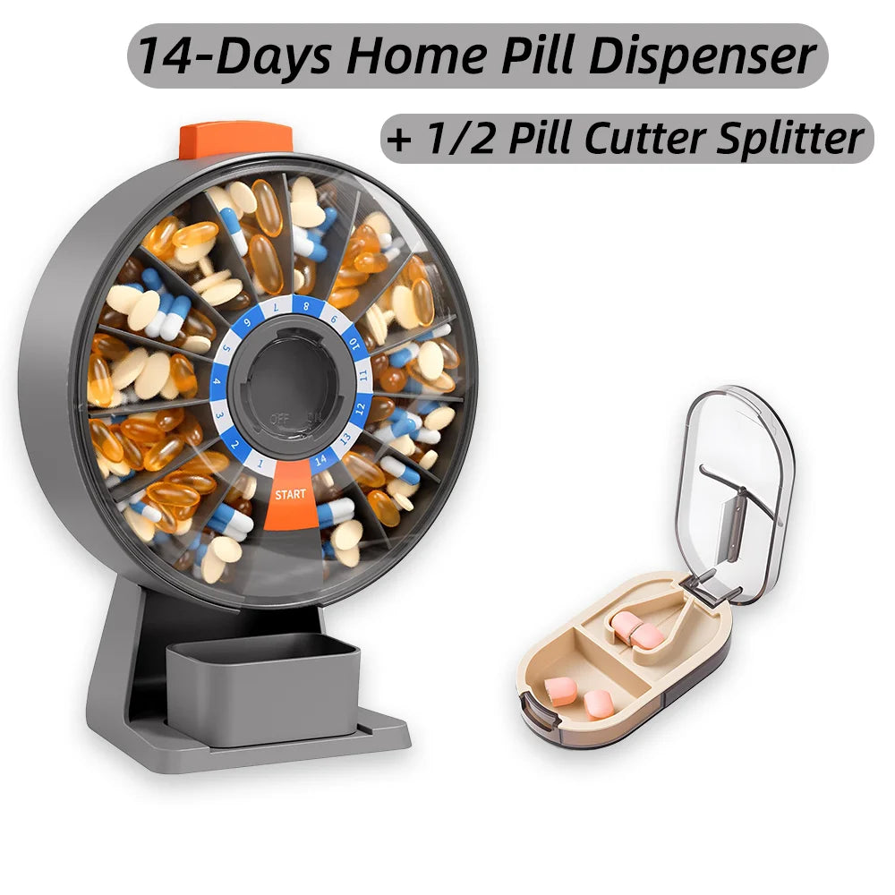 14-Day Pill Organizer & Tablet Cutter Combo Set