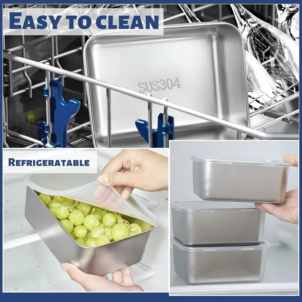 Stainless Steel Food Containers with Lids – Reusable Snack Box