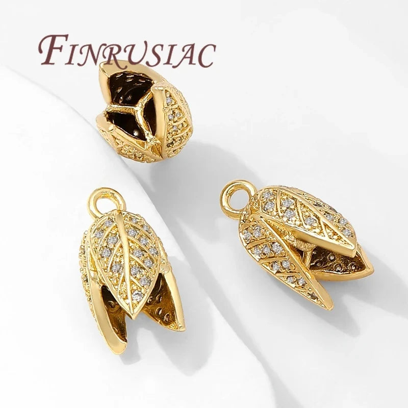 18K Gold Plated Zircon Flower Charm Pendants – DIY Jewelry