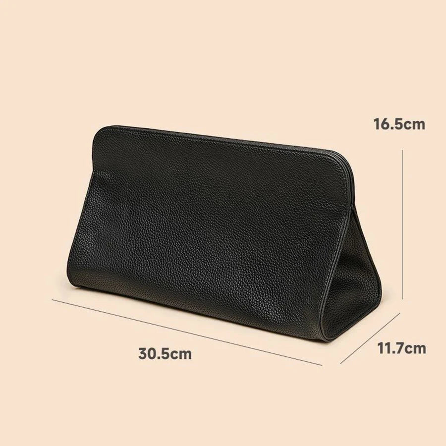 Waterproof Leather Makeup Bag – Magnetic Closure Cosmetic Organizer
