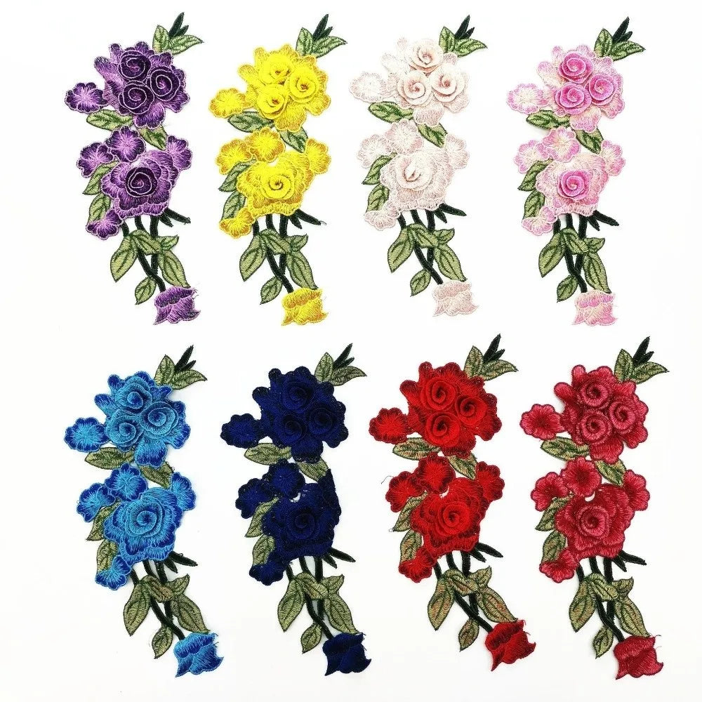 3D Embroidered Rose Flower Sew-On Patch – Ethnic Appliqué