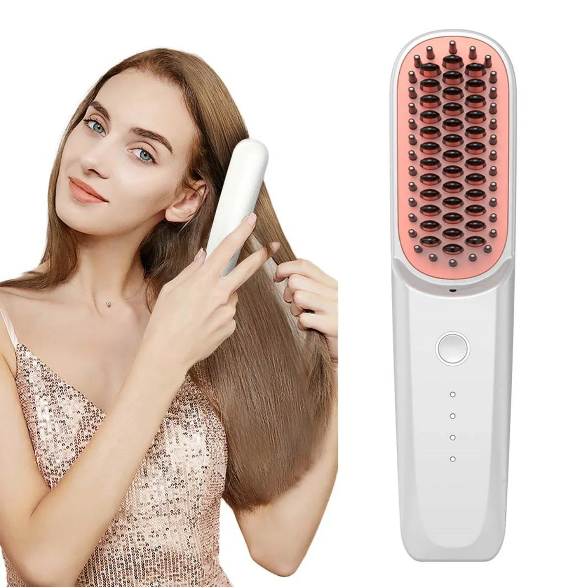 Wireless Ionic Hair Straightener Brush – USB Rechargeable Comb