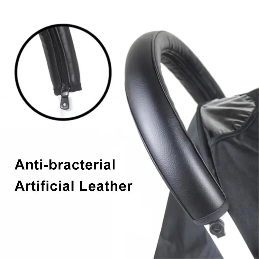 PU Leather Stroller Handlebar Cover – Universal Zipper Sleeve