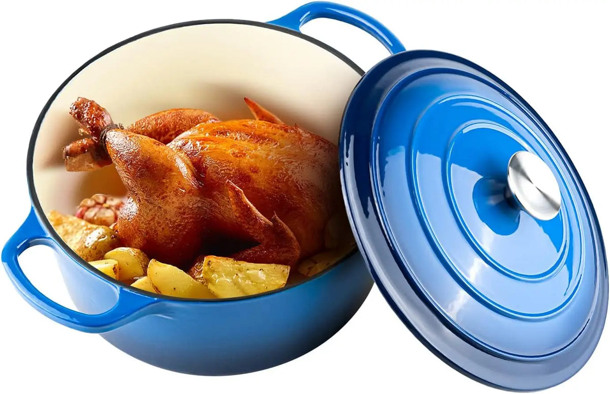 FEB.WIND 5L Enameled Cast Iron Dutch Oven Pot with Lid
