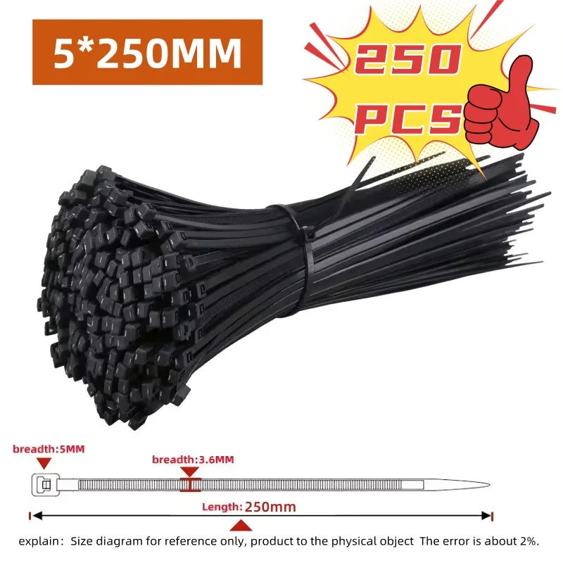Nylon Cable Zip Ties Self-Locking – 100 or 1000 Pack