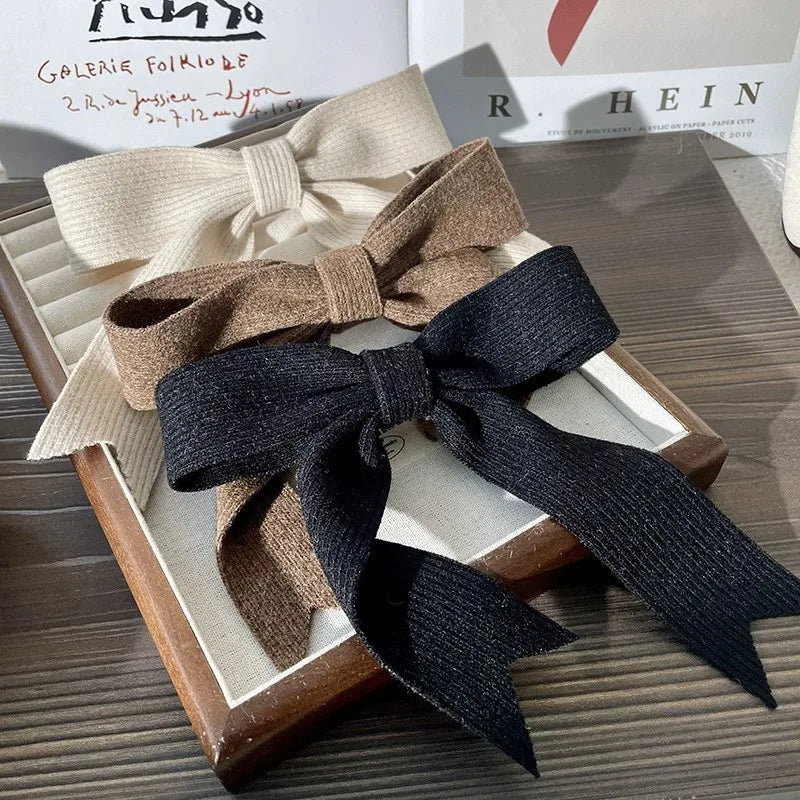 Korean Knitted Bow Hair Clip – Sweet Duckbill Hairpin for Women