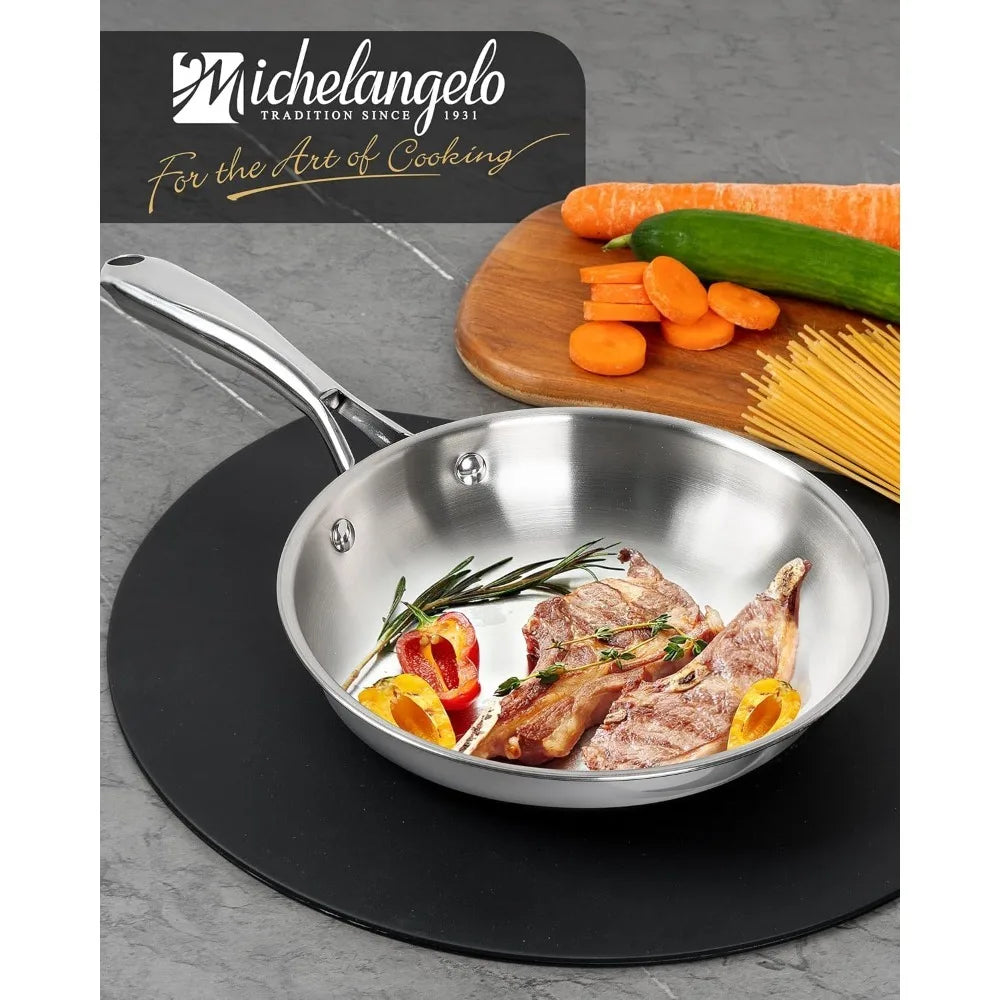 MICHELANGELO 8-Inch Stainless Steel Frying Pan – Induction & Gas