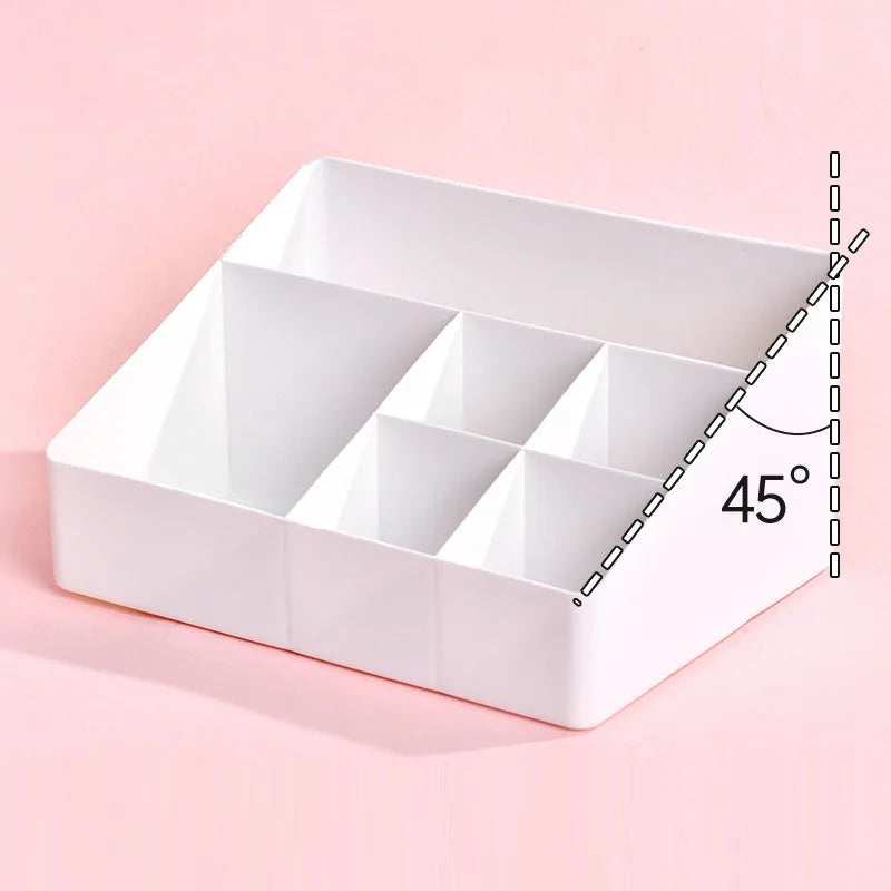 Multi-Grid Desktop Organizer | 45° Slanted Makeup & Lash Holder