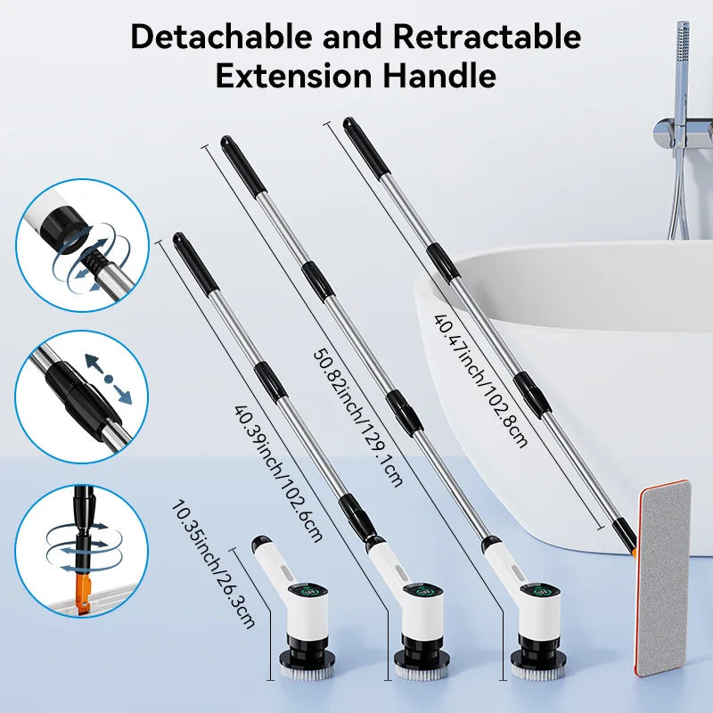 Electric Rechargeable Cleaning Brush – Long Handle Multifunctional