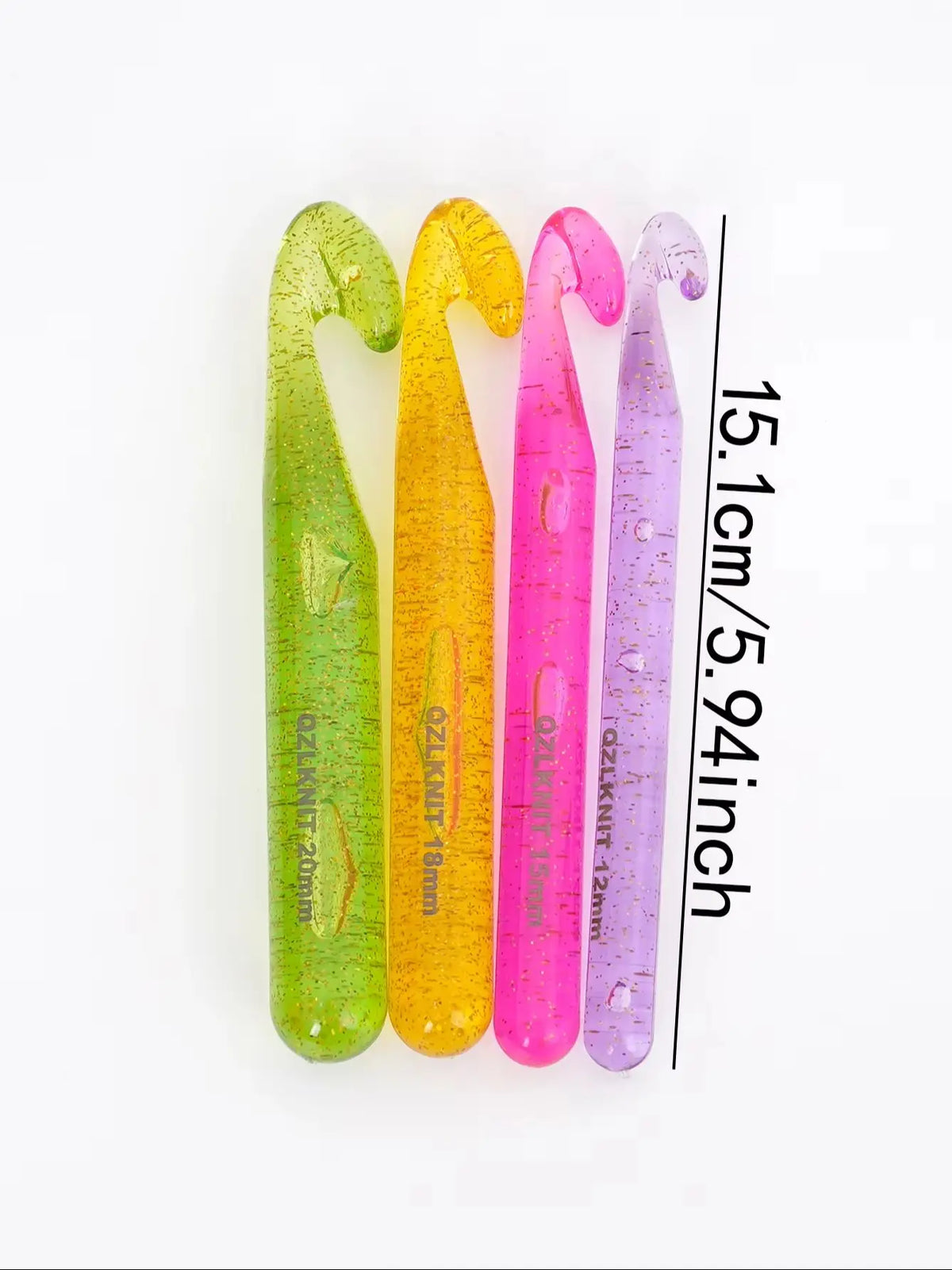 Gold Glitter Chunky Crochet Hook Set – 12–20mm Extra Large 4 Pcs