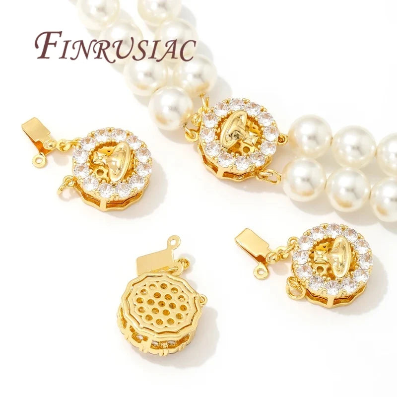 18K Gold Plated Zircon Round Clasps – DIY Bracelet Findings