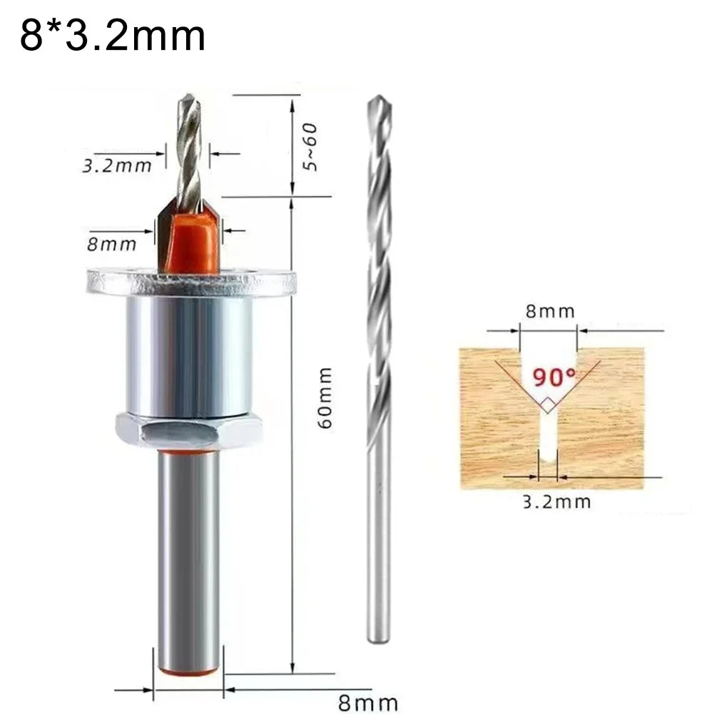 8mm Adjustable Countersink Drill Bit | Depth Limiter for Wood