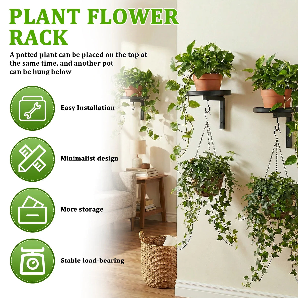 Metal Wall Plant Holder Set 2/3Pcs – Rustproof Flower Pot Stand