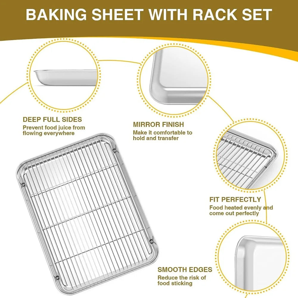 Stainless Steel Baking Pan & Wire Rack – BBQ & Camping Tray