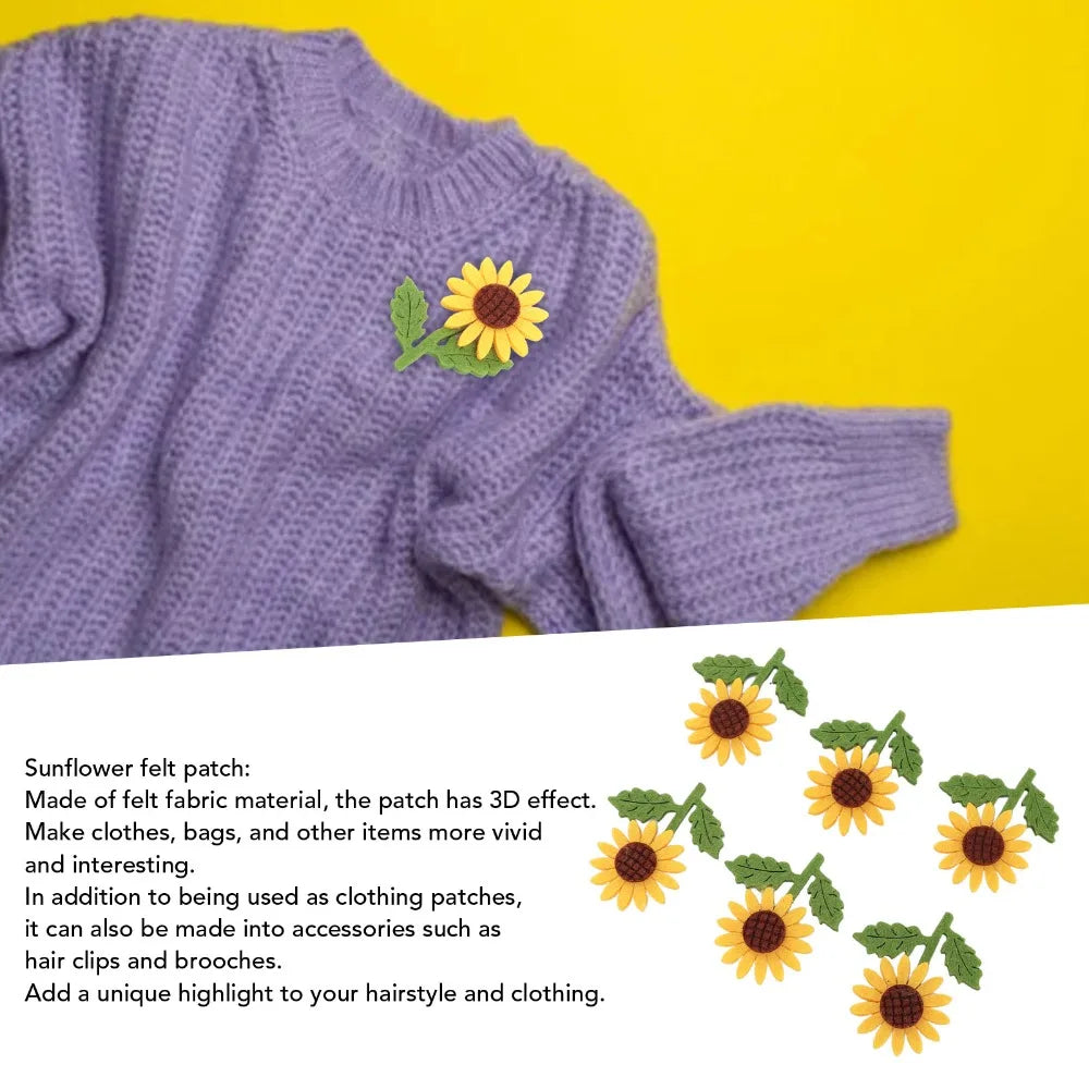 18pcs 3D Sunflower Felt Patches for DIY Sewing & Crafts