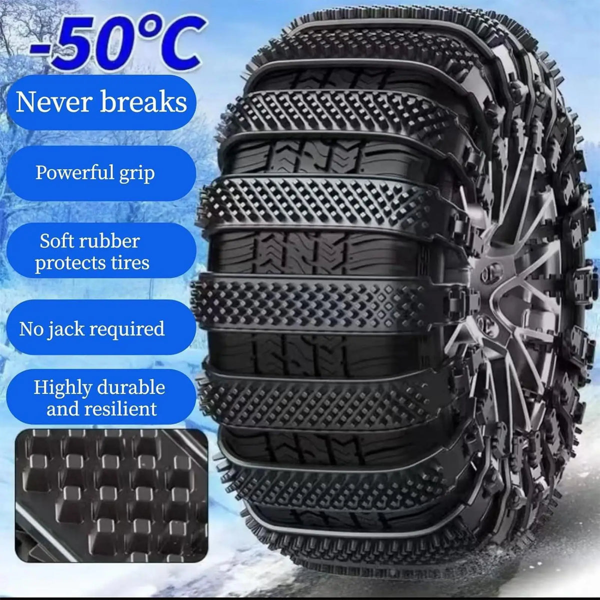 Snow Tire Straps 10-Pack | Anti-Skid Zip Tie Chains for All Vehicles