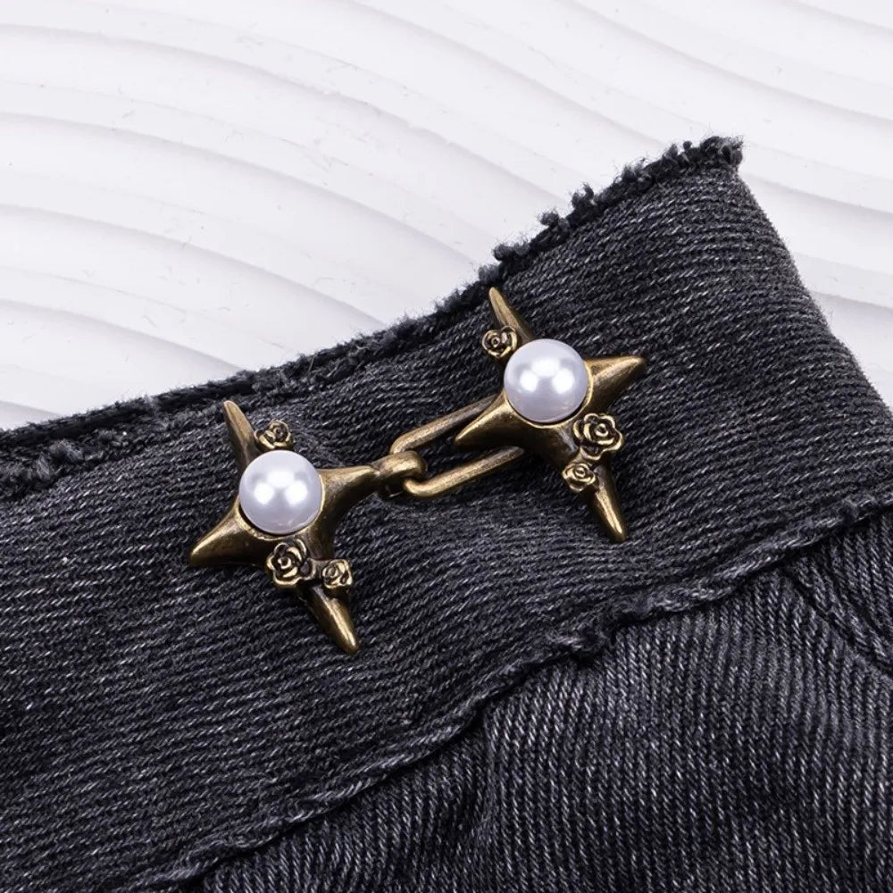 Pearl Waist Cinch Buckle – No-Sew Adjustable Jean Button