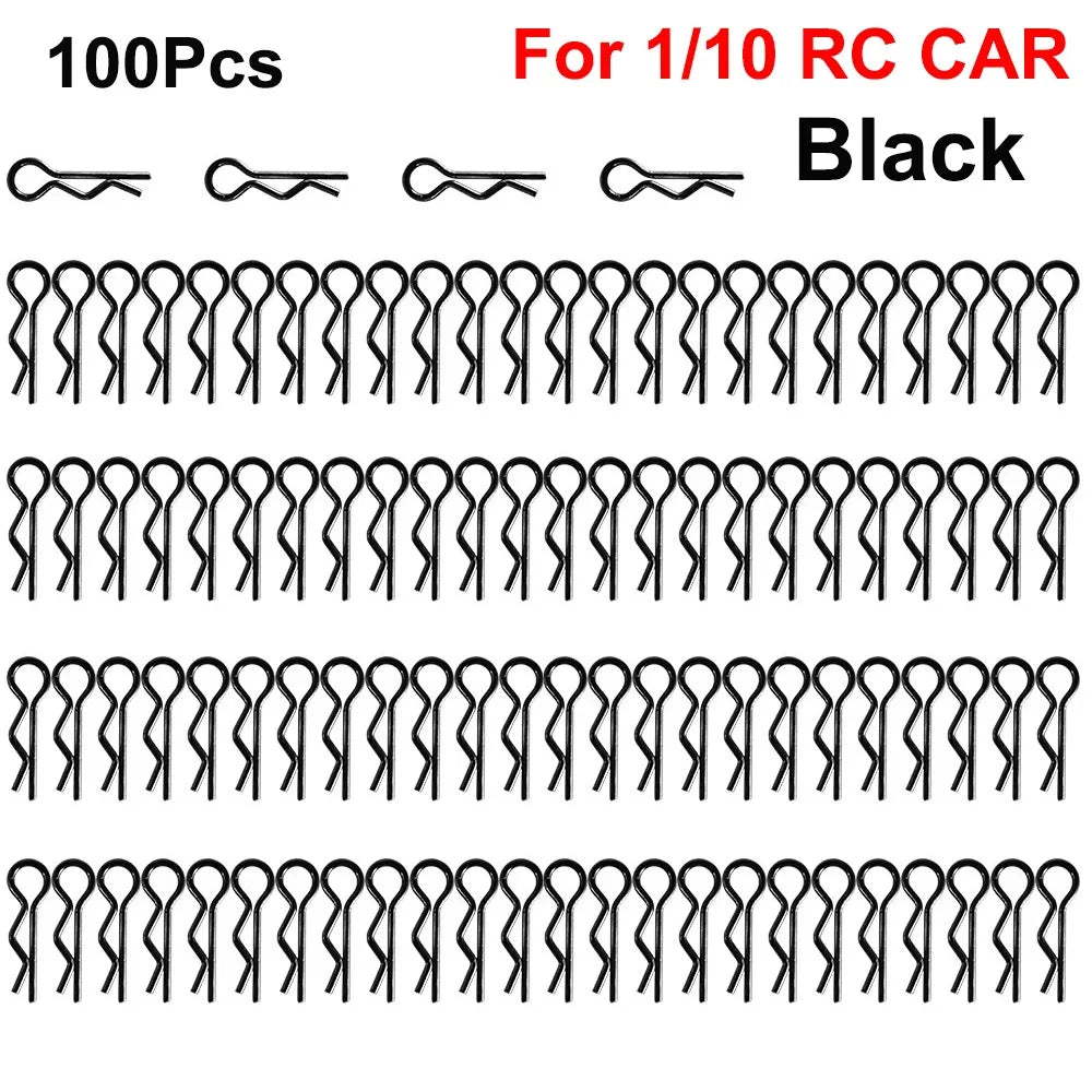 RC Body Clips Metal R-Type 1/8 & 1/10 Scale – 100-Pack
