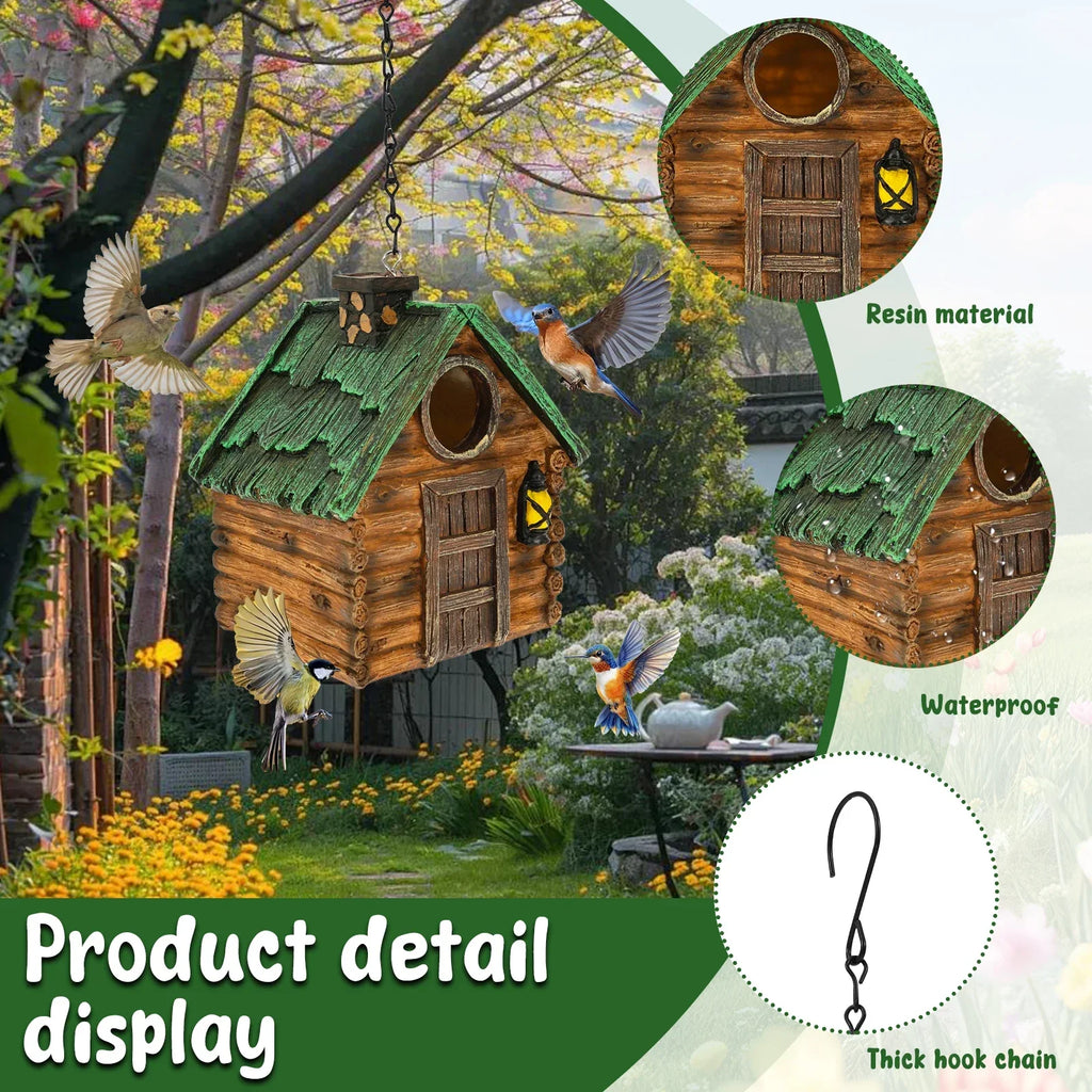 Outdoor Hanging Resin Birdhouse – Waterproof Garden Bird Nest