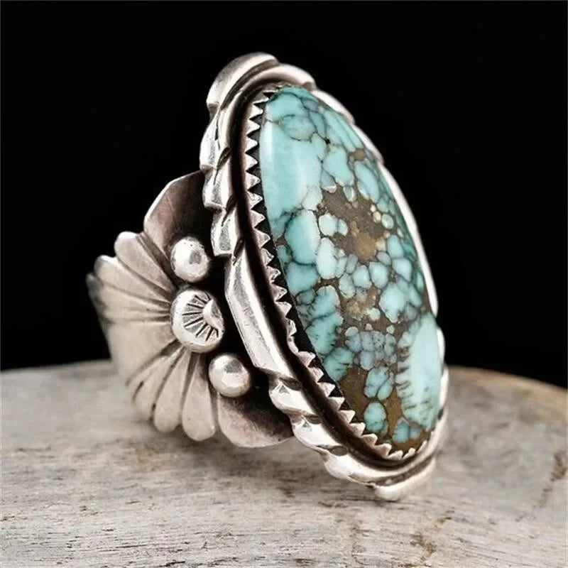 Vintage Antique Silver Turquoise Ring – Sizes 6-10 | Women's