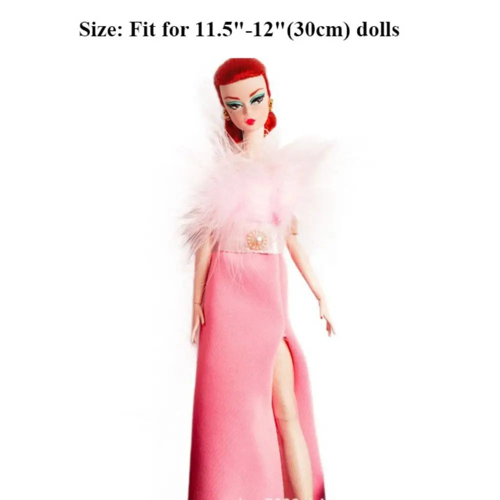 Pink Lace Evening Dress & Shoes for 1/6 BJD 30cm Dolls