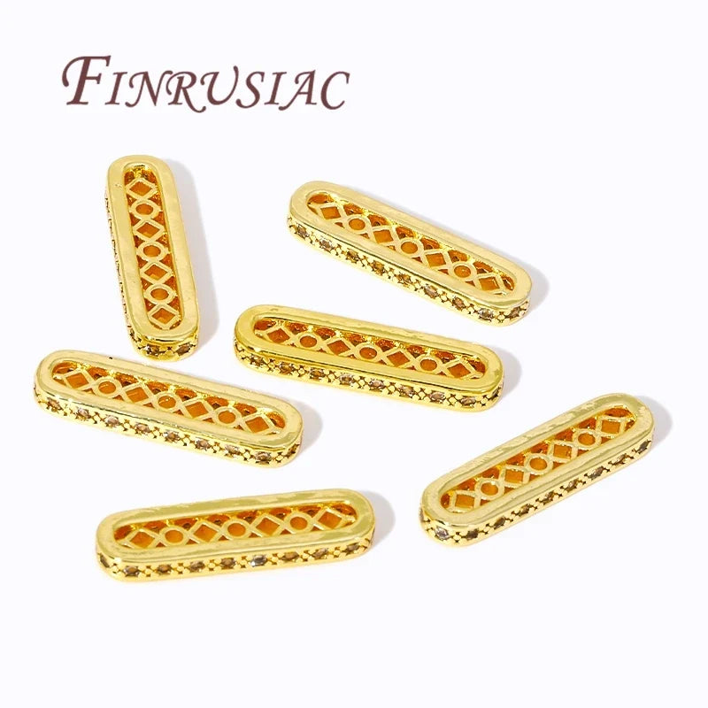 14K/18K Gold Plated Zircon Spacer Bar Beads – 3/5/7 Holes