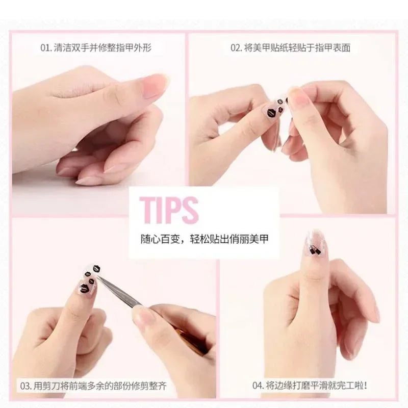 3D Cartoon Nail Decals – 3pcs Colorful Mixed Pattern Nail Stickers