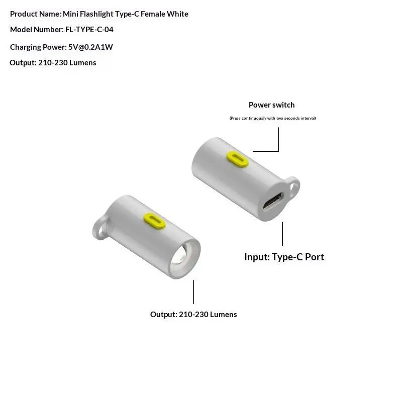 eelhoe Type-C Mini Flashlight USB-C Plug & Play Keychain LED