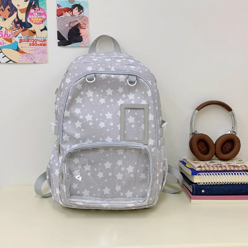 Star Geometric Backpack Girls – Large Capacity Lightweight Bag