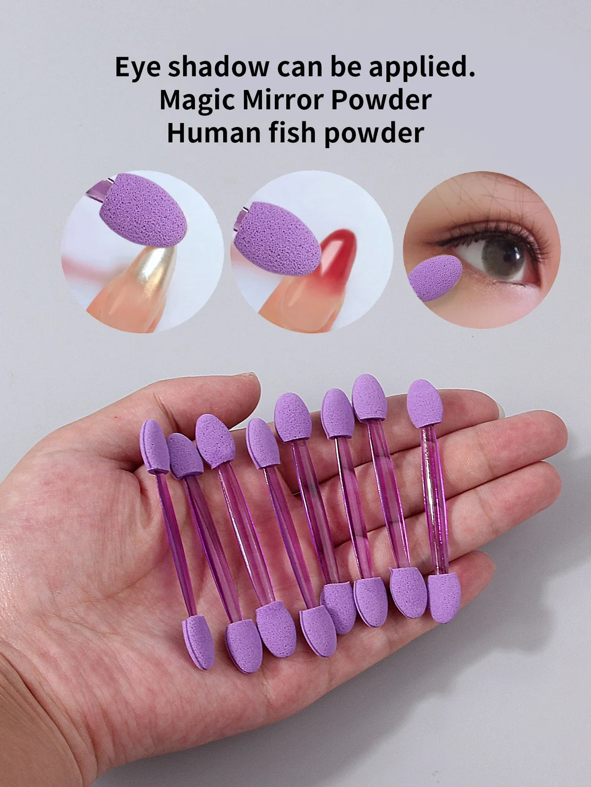 50pcs Double-Headed Sponge Eyeshadow Applicator Sticks | Reusable