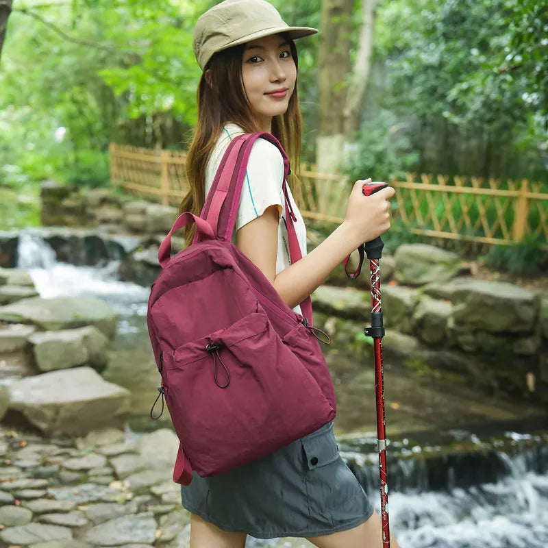 Korean College Lightweight Nylon Drawstring Backpack | Unisex