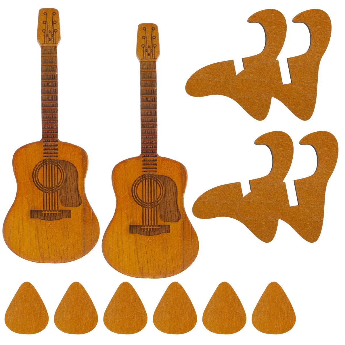 Bamboo Guitar Pick Case Holder with Stand – Set of 2