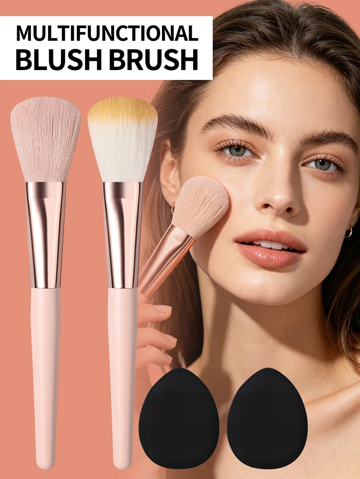 4Pcs Fluffy Makeup Brush Set – Foundation, Blush & Concealer