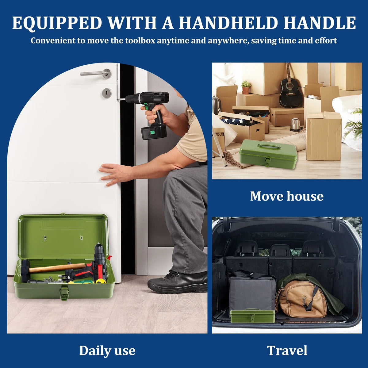 Iron Metal Tool Box Organizer – Multifunctional Carrying Case