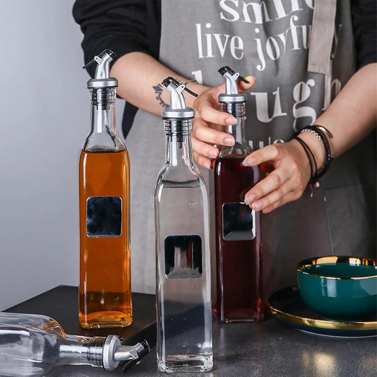 Olive Oil Pourer Spout – Press-Type Bottle Dispenser Cap