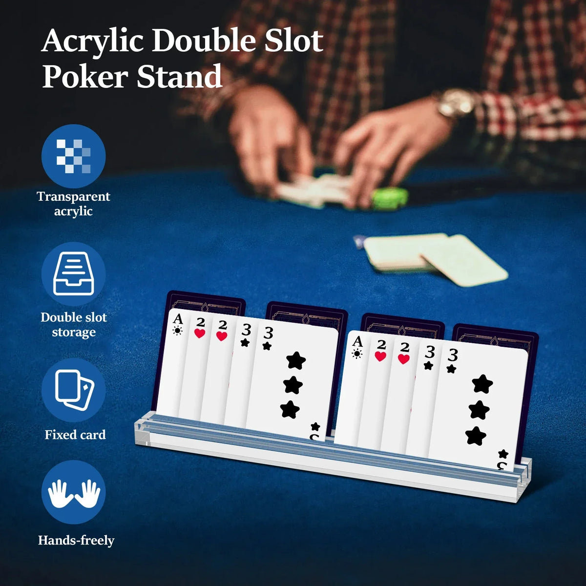 4-Pack Acrylic Playing Card Holder Stands – Hands-Free Rack