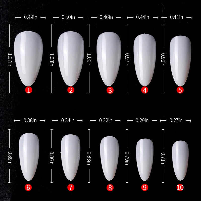 500pcs Clear Acrylic False Nails – Almond Stiletto Full Cover Tips