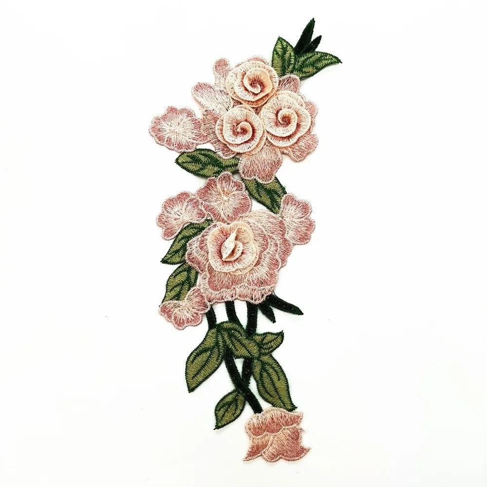 3D Embroidered Rose Flower Sew-On Patch – Ethnic Appliqué