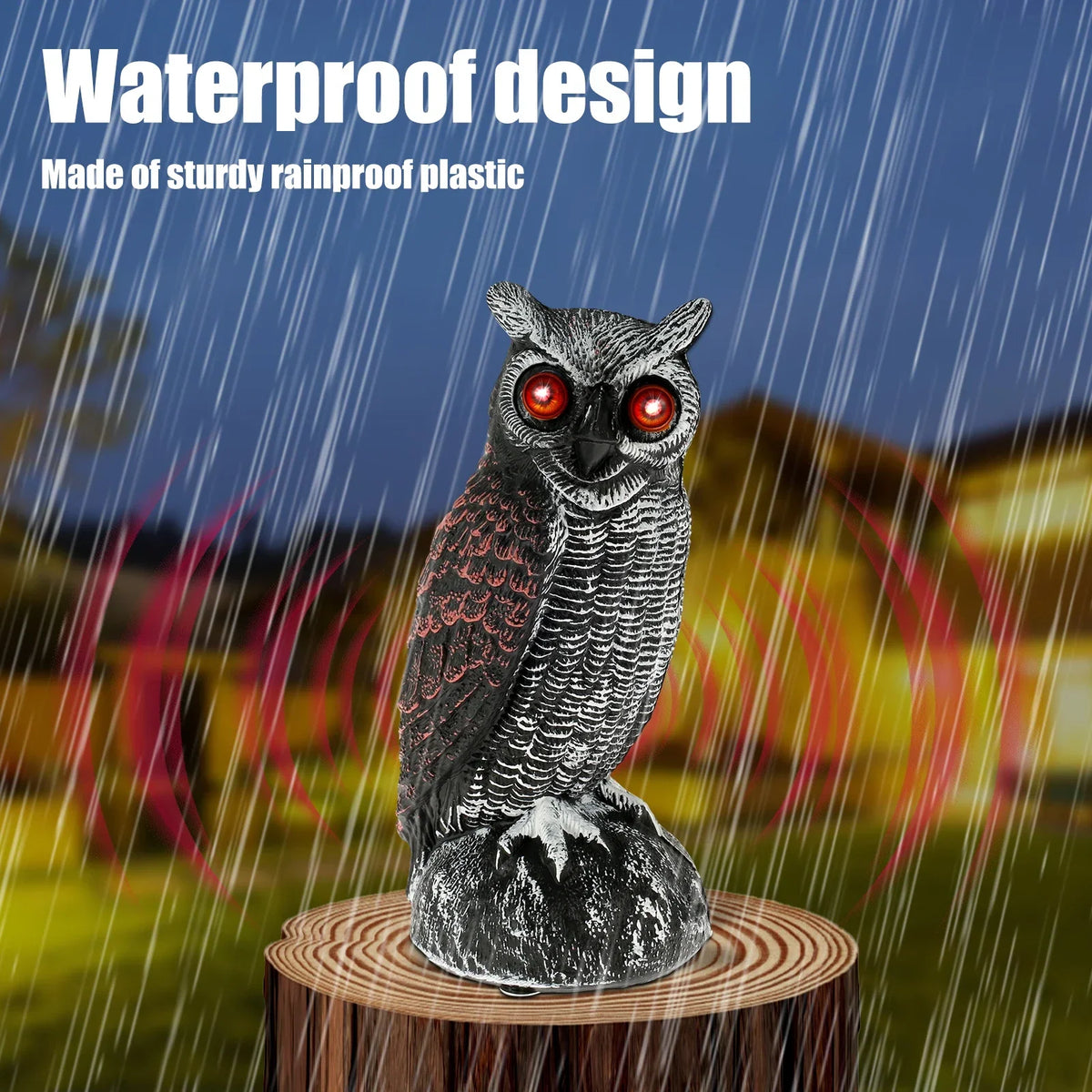 Solar Owl Decoy Bird Deterrent – 2 Modes, Motion Sensor