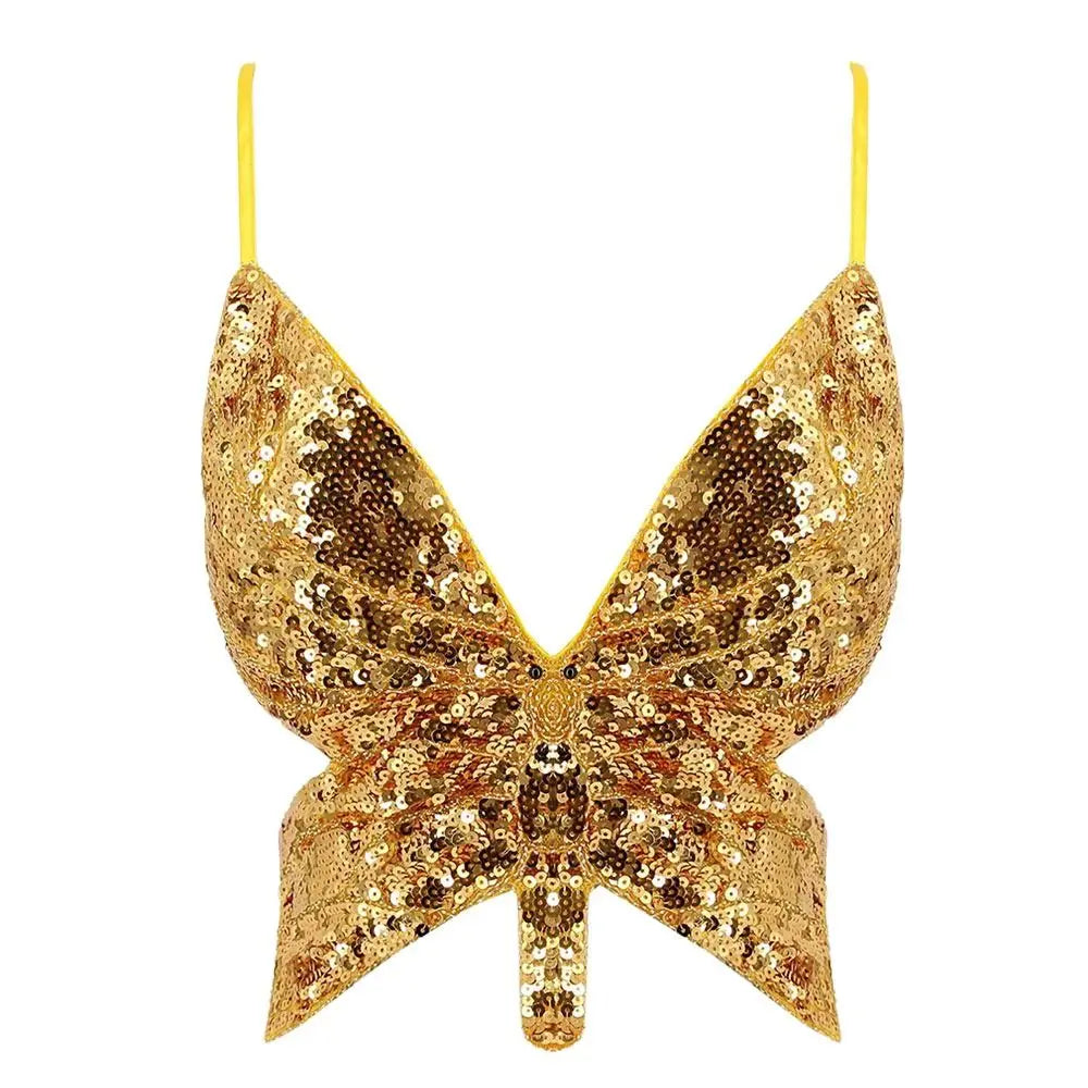 Women's Sparkly Sequin Halter Bra – Belly Dance Crop Top