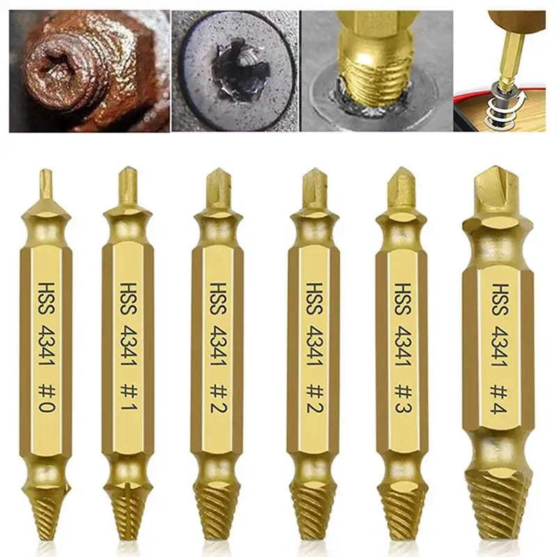 6-Piece Screw Extractor Set – Broken Bolt & Stripped Remover