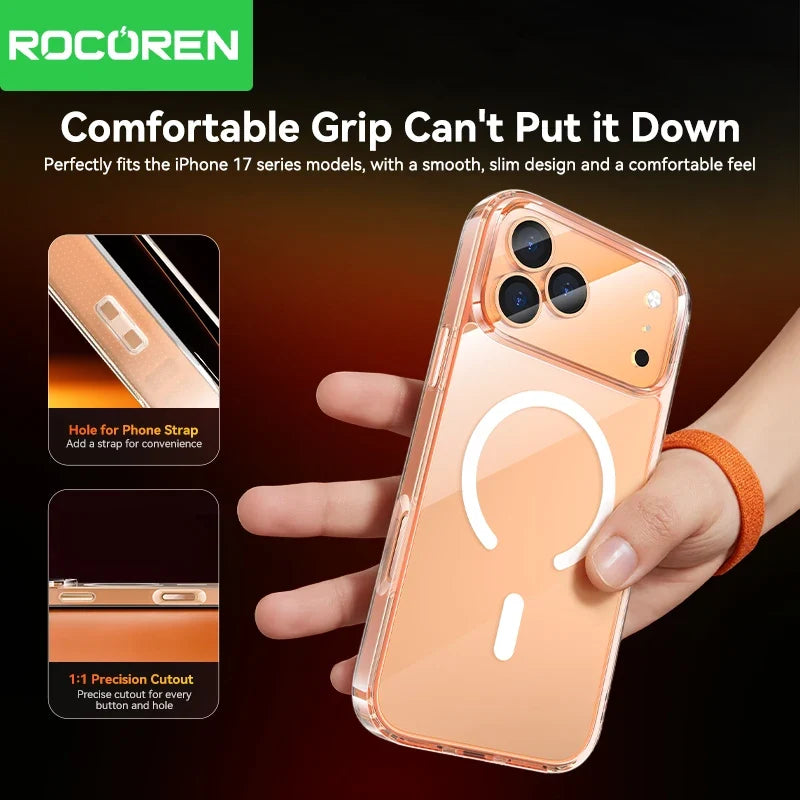Rocoren Clear Magnetic iPhone 17 Pro/Air/Max Case | Wireless